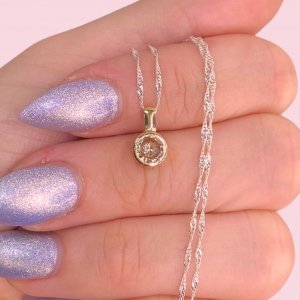 Cadena Singapur Fino Brilloso y Dije Susanita 8mm Ambar de Plata enchapado en Oro